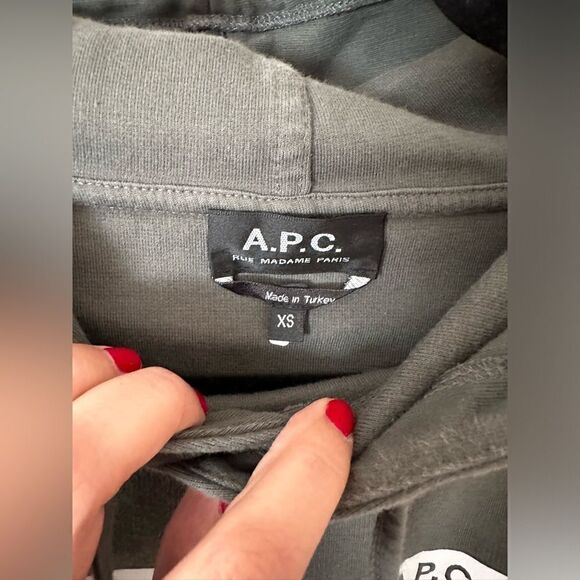 A.P.C. Logo Stripe Hooded Sweatshirt Sz. XS - Picture 4 of 8